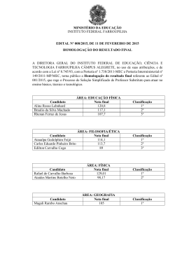 Edital n&deg; 008/2015 - Instituto Federal de Educa&ccedil;&atilde;o, Ci&ecirc;ncia e