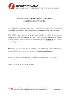 Edital Deferimento Inscri&ccedil;&otilde;es Online