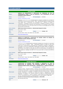 Licita&ccedil;&otilde;es de 20 de Maio de 2015