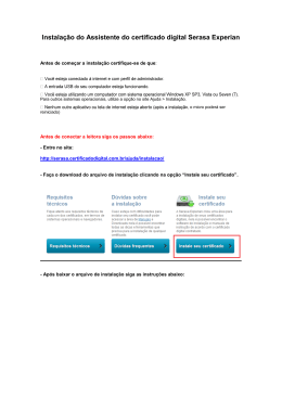 Instala&ccedil;&atilde;o do Assistente do certificado digital