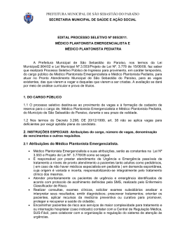 2.1 Atribui&ccedil;&otilde;es do M&eacute;dico Plantonista Emergencialista.