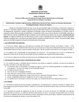 Edital n&deg;192/2015 - CCV - Universidade Federal do Cear&aacute;