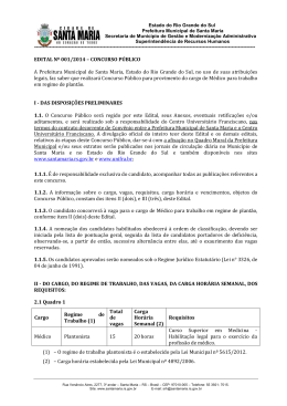 Edital Concurso P&uacute;blico - Prefeitura Municipal de Santa Maria