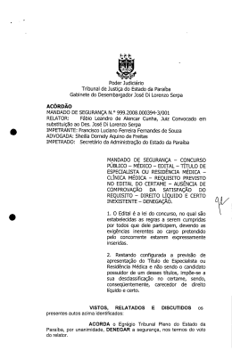resid&ecirc;ncia m&eacute;dica - Tribunal de Justi&ccedil;a da Para&iacute;ba