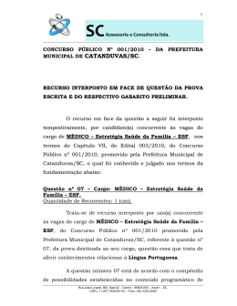 Quest&atilde;o n&ordm; 07 &ndash; Cargo: M&Eacute;DICO