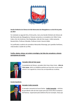 s&iacute;ntese das falas dos vereadores e demais participantes da sess&atilde;o