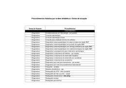 Procedimentos e &Aacute;reas de Atua&ccedil;&atilde;o