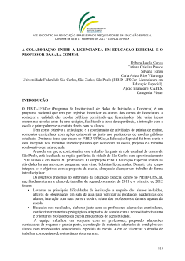 A COLABORA&Ccedil;&Atilde;O ENTRE A LICENCIANDA EM EDUCA&Ccedil;&Atilde;O