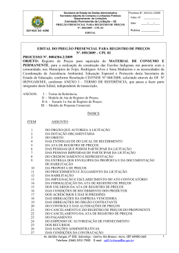 EDITAL DO PREG&Atilde;O PRESENCIAL PARA REGISTRO DE