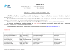 RESULTADO &ndash; PROGRAMA DE MONITORIA &ndash; 2014.1 A Pr&oacute;