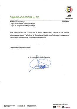 Comunicado oficial 315 Publicação de castigos