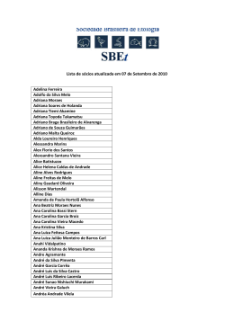 Lista de sócios atualizada em 07 de Setembro de 2010