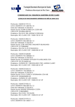 COMUNICADO DA VIGIL&Acirc;NCIA SANIT&Aacute;RIA DE RIO CLARO
