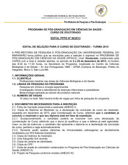 Programa de P&oacute;s-Gradua&ccedil;&atilde;o em Ci&ecirc;ncia da Sa&uacute;de