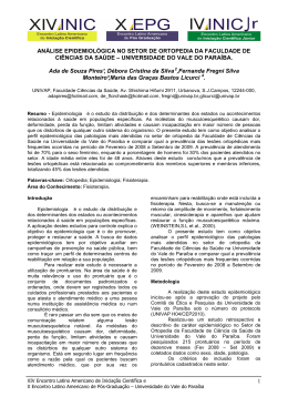 análise epidemiológica no setor de ortopedia da - INIC