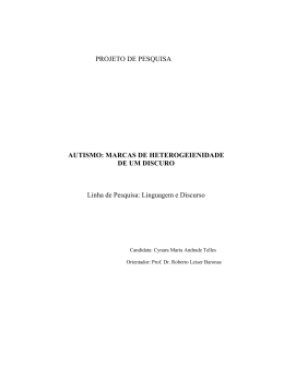 PROJETO DE PESQUISA AUTISMO - Universidade Federal de S&atilde;o