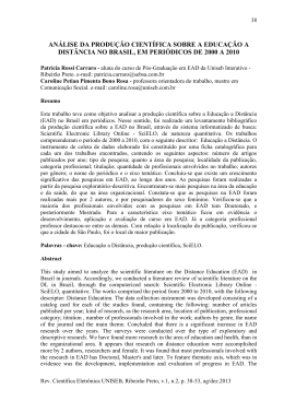 Análise Da Produção Científica Sobre A Educação A Distância No