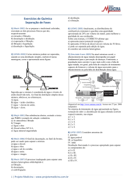 Exerc&iacute;cios de Qu&iacute;mica Separa&ccedil;&atilde;o de Fases
