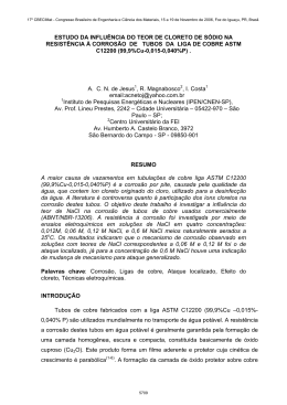 estudo da influ&ecirc;ncia do teor de cloreto de s&oacute;dio na
