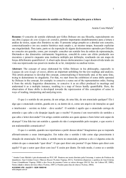 Deslocamentos do sentido em Deleuze: implica&ccedil;&otilde;es para a leitura