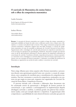 O currículo de Matemática do ensino básico sob o olhar da