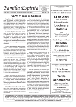 Abril - Centro Espírita Ana Vieira | Espiritismo