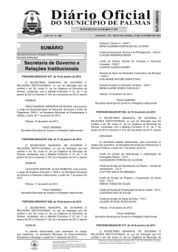 Suplemento 01 - Diário Oficial de Palmas