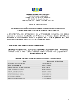 2&ordf; chamada Vestibular UEG 2013/2