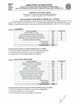 resultados da 1ª etapa - Instituto Federal de Educação, Ciência e