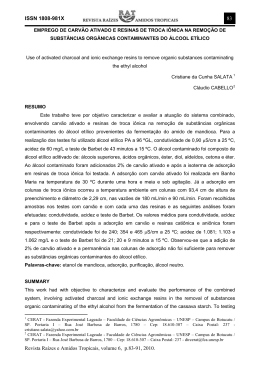EMPREGO DE carv&atilde;o ativado E RESINAS DE TROCA I&Ocirc;NICA NA