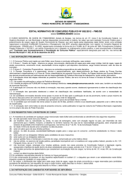 edital normativo de concurso público nº 002/2012 – fms/se