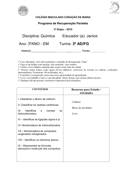 Química (Prof. Janice) - Colégio Imaculado Coração de Maria