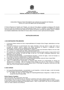 Edital - Tribunal Regional do Trabalho da 4&ordf; Regi&atilde;o