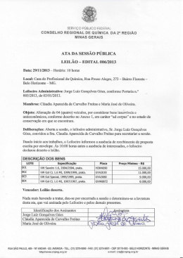Resultado do Edital de Licitação nº 006/2013