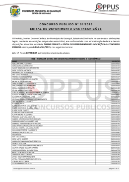 concurso p&uacute;blico n&deg; 01/2015 edital de deferimento das inscri&ccedil;&otilde;es