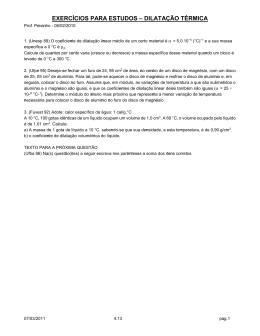 EXERC&Iacute;CIOS PARA ESTUDOS &ndash; DILATA&Ccedil;&Atilde;O T&Eacute;RMICA