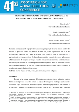 1 PROJETO DE VIDA DE JOVENS UNIVERSIT&Aacute;RIOS