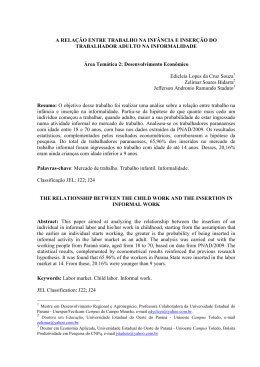 a rela&ccedil;&atilde;o entre trabalho na inf&acirc;ncia e inser&ccedil;&atilde;o do