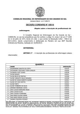 Decis&atilde;o COREN-RS n&ordm; 109/2014