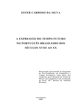 ESTER CARDOSO DA SILVA A EXPRESS&Atilde;O DO TEMPO FUTURO