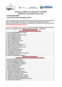 Processo Seletivo de Pessoal N&deg; 03/2012 HOSPITAL