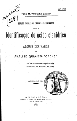 Identifica&ccedil;&atilde;o do &aacute;cido cian&iacute;drico