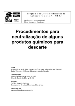 Procedimentos para neutraliza&ccedil;&atilde;o de alguns produtos qu&iacute;micos