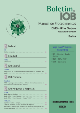 IOB - ICMS/IPI - Bahia - n&ordm; 07/2014
