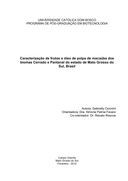 Caracterização de frutos e óleo de polpa de macaúba dos