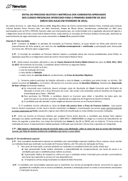 edital do processo seletivo e matr&iacute;cula dos