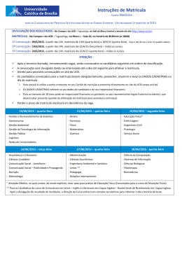 Instru&ccedil;&otilde;es de Matr&iacute;cula - Universidade Cat&oacute;lica de Bras&iacute;lia
