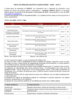 EDITAL DO PROCESSO SELETIVO CLASSIFICAT&Oacute;RIO