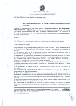 Dispõe sobre recomendações ao Sistema Socioeducativo
