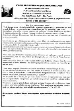Boletim 26/10  - Igreja Presbiteriana Jd. Bonfiglioli